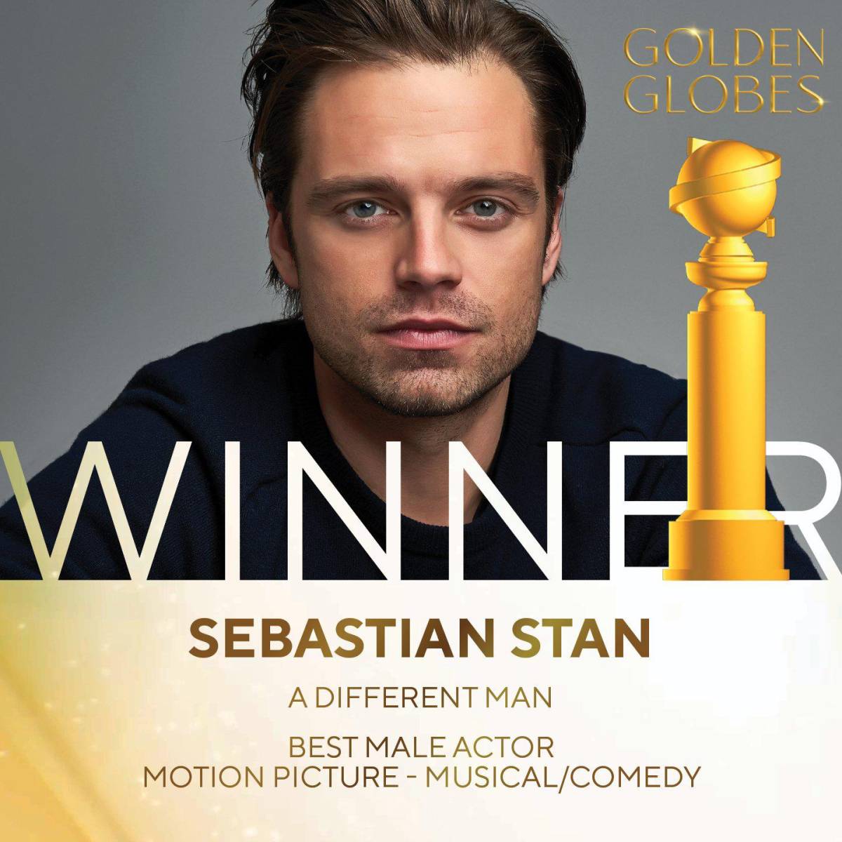 Sebastian Stan recibió el premio a Mejor Actor Masculino – Película – Musical o de Comedia por su interpretación en <i>A Different Man</i>. Este reconocimiento destaca su sobresaliente actuación en el género.