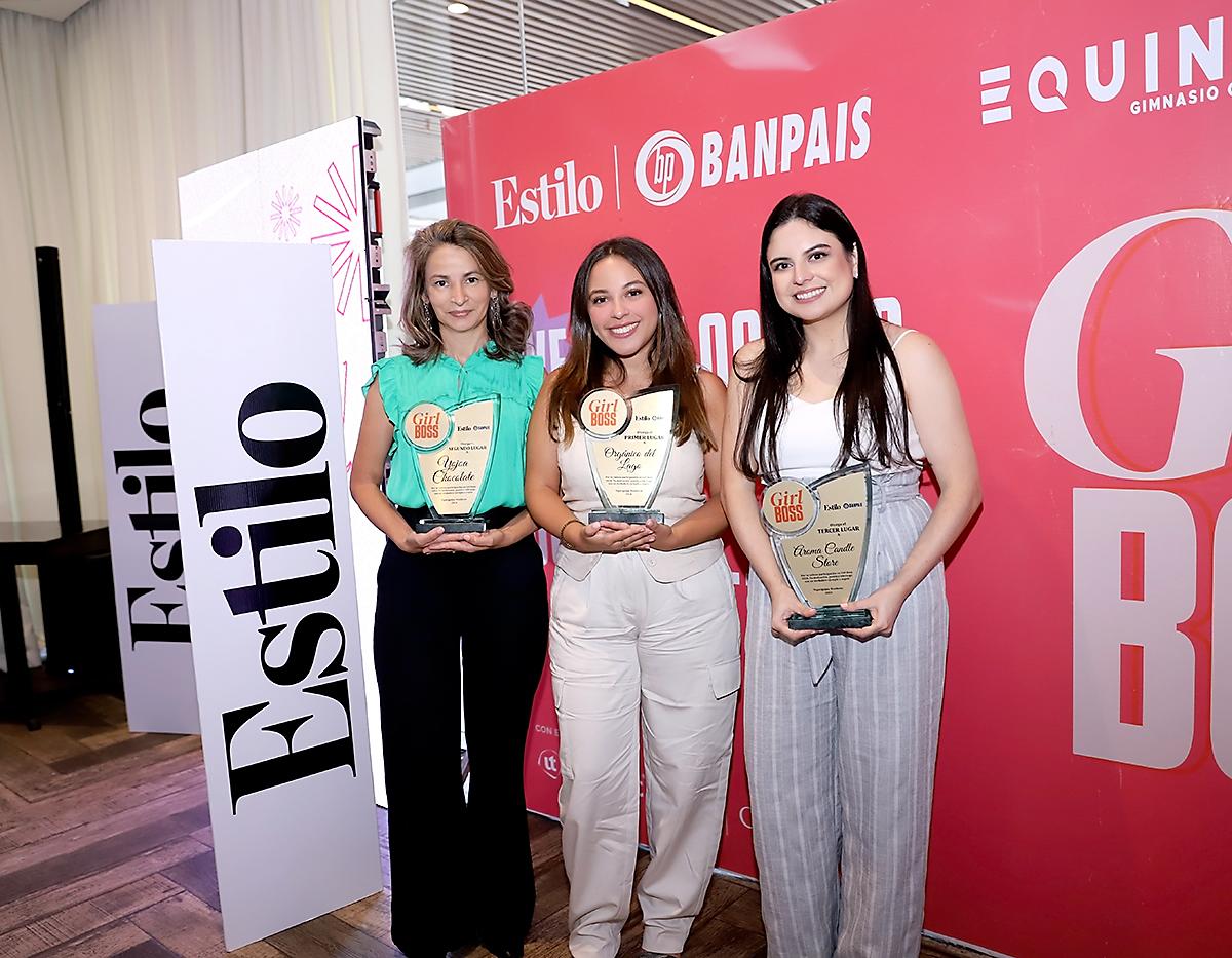 Nayely Moreno, segundo lugar, Rebeca Paz, primer lugar, y Amy Ramos, tercer lugar de Girl Boss 2024.