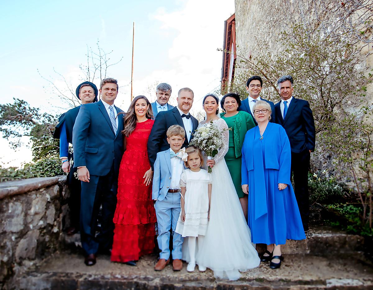 Los novios acompañados de Christian Steinhauer, Ben y Allison Steinhauer con sus dos hijos Smith y Alexandra, Margrit Steinhauer y Daniel Steinhauer, Héctor, César y Maritza Tábora