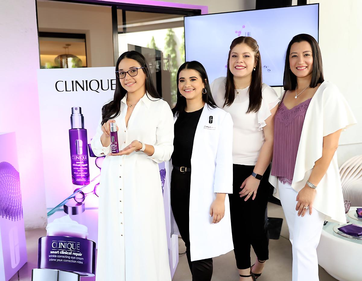 Beauty Alert! Perfumería Magie convocó a un brunch para presentar los nuevos productos de Clinique con una poderosa fórmula antiaging. Waldina Elvir, María José Flores, Melissa Cáceres y Marisol de Pierrefeu, anfitrionas del lanzamiento.
