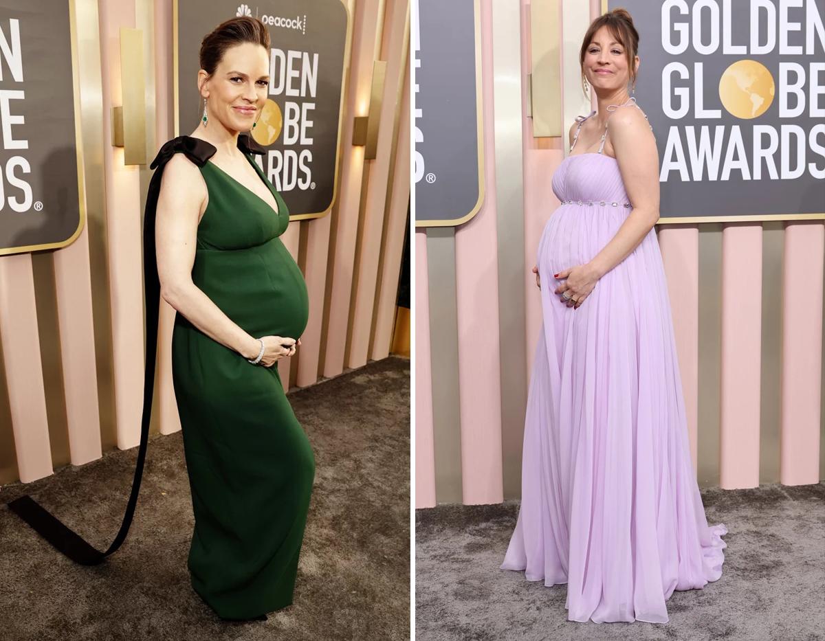 Hilary Swank con un vestido verde y Kaley Cuoco con un romántico vestido lila