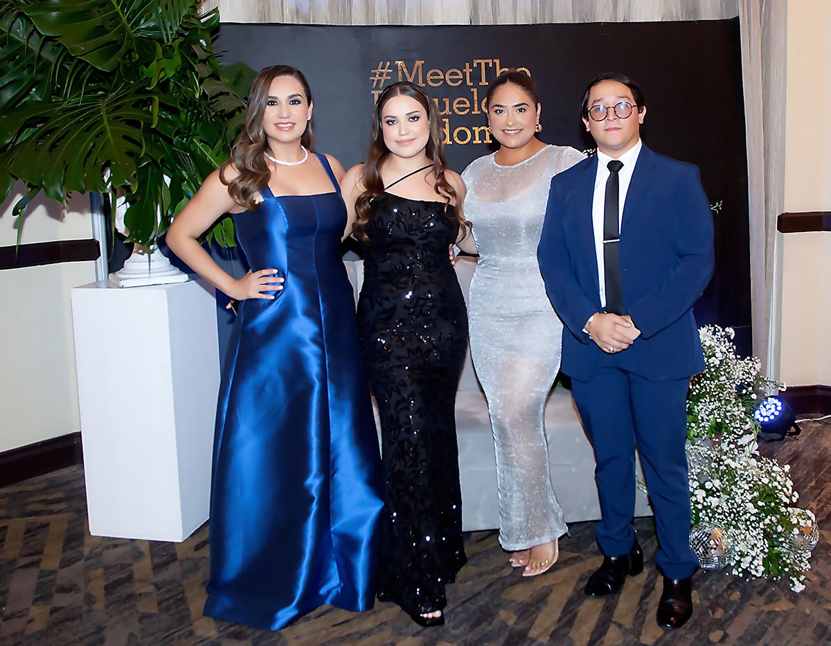 Paulet y Karen Cordón, Jennifer Castillo y Julián Aguilar.