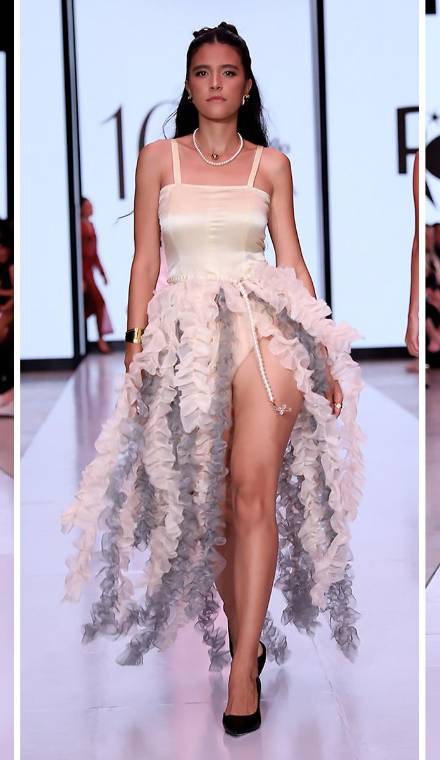 Erick Molina se unió al line up de la X edición de BAC Estilo Moda como diseñador emergente bajo su marca RICK. Molina apostó por una colección de contrastes entre texturas transparentes, encajes, organza y velvet negro. Su colección, denominada Mircalla, está inspirada en el universo de Carmilla, una novela corta gótica escrita por el escritor irlandés, Sheridan Le Fanu en 1872. A través de encajes, transparencias, organza y velvet negro, el diseñador plasma un viaje de amor trágico y tóxico, contrastado con fibras naturales como lino y algodón que aportan frescura a la propuesta.