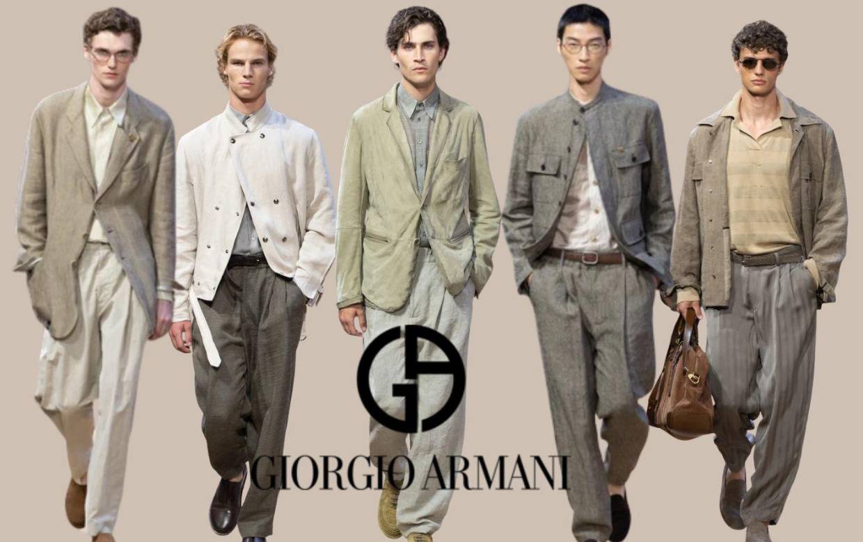La colección masculina Spring/Summer 2027 de Giorgio Armani presentó una propuesta ligera, sofisticada y relajada, donde predominaron las siluetas fluidas, los tejidos frescos y una paleta inspirada en el Mediterráneo.