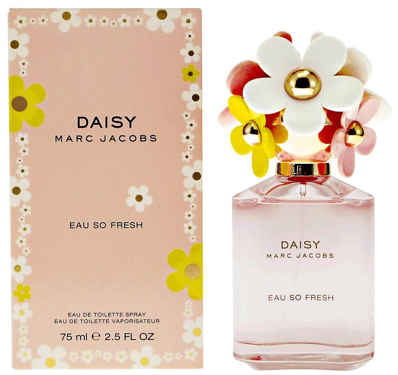 <b>DAISY EAU SO FRESH EAU DE TOILETTE by Marc Jacobs.</b> Una fragancia que excita los sentidos con una elegancia brillante y un encanto caprichoso. Como la mujer que lo usa, Daisy Eau So Fresh nos inspira a ser atrevidas y femeninas, dulces e impredecibles. Este perfume floral frutal fusiona a la perfección notas de frambuesa natural, pomelo y pera con violetas, rosa salvaje, flor de manzano, almizcle y cedro.