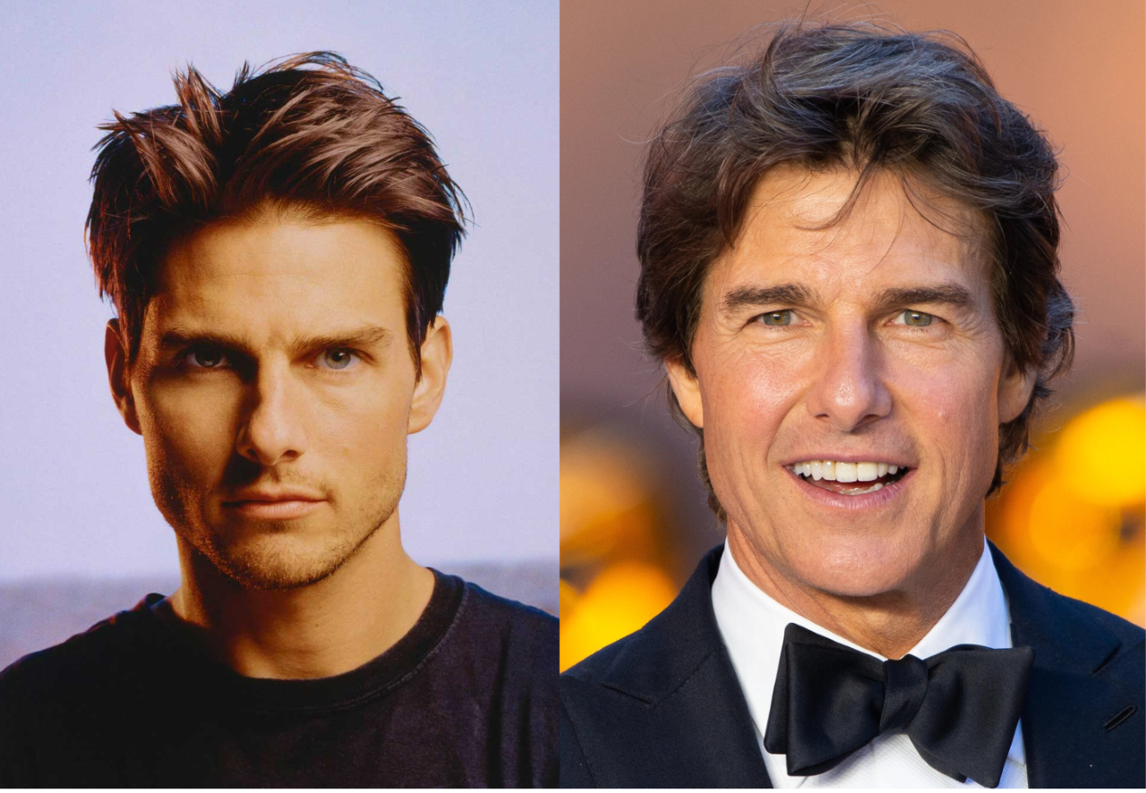 <b>Tom Cruise</b> ha hechizado nuestro corazón con sus hermosos ojos azules. Saltó a la fama con la película Rebeldes, además de las cintas de Top Gun, sin embargo, en los 90 se lució con sus interpretaciones en Misión Imposible I y II y Días de trueno. 