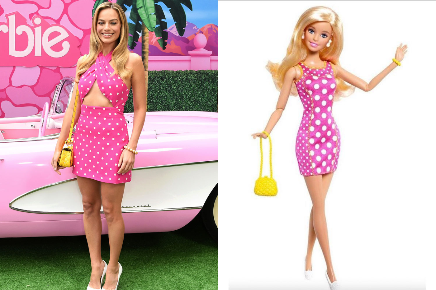 ¡Margot inició la gira de Barbie con el pie entaconado derecho! Para el primer photocall en Los Ángeles, la actriz portó un vestido de Valentino inspirado en la Barbie Pink &amp; Fabulous. 