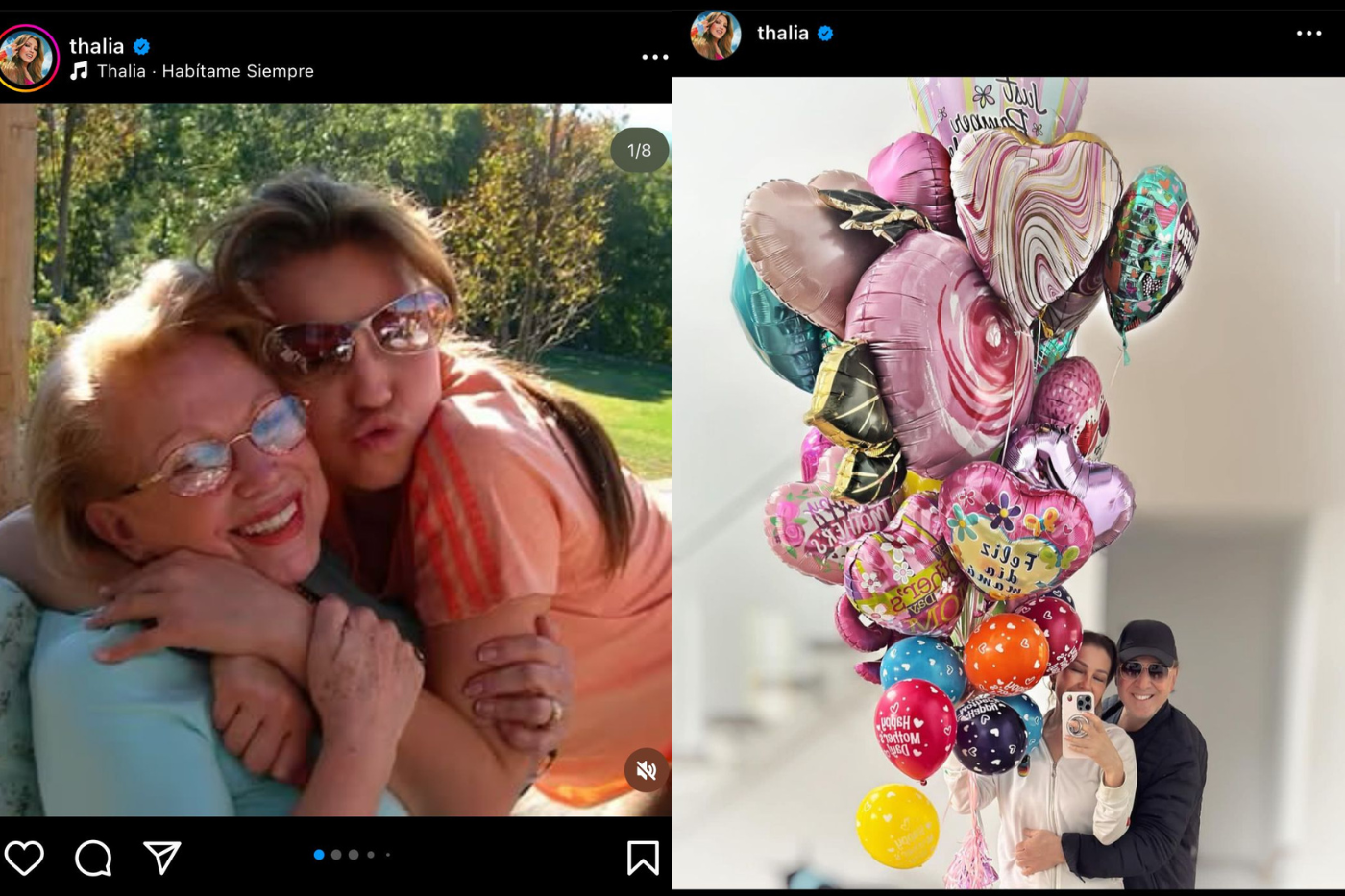 A través de su cuenta de Instagram, Thalía compartió lo consentida y amada que estaba siendo durante el tan importante día de las madres. Así mismo, publicó un álbum de fotos al lado de su mamá, la señora Yolanda Miranda Mange. La madre de la cantante falleció en 2011.