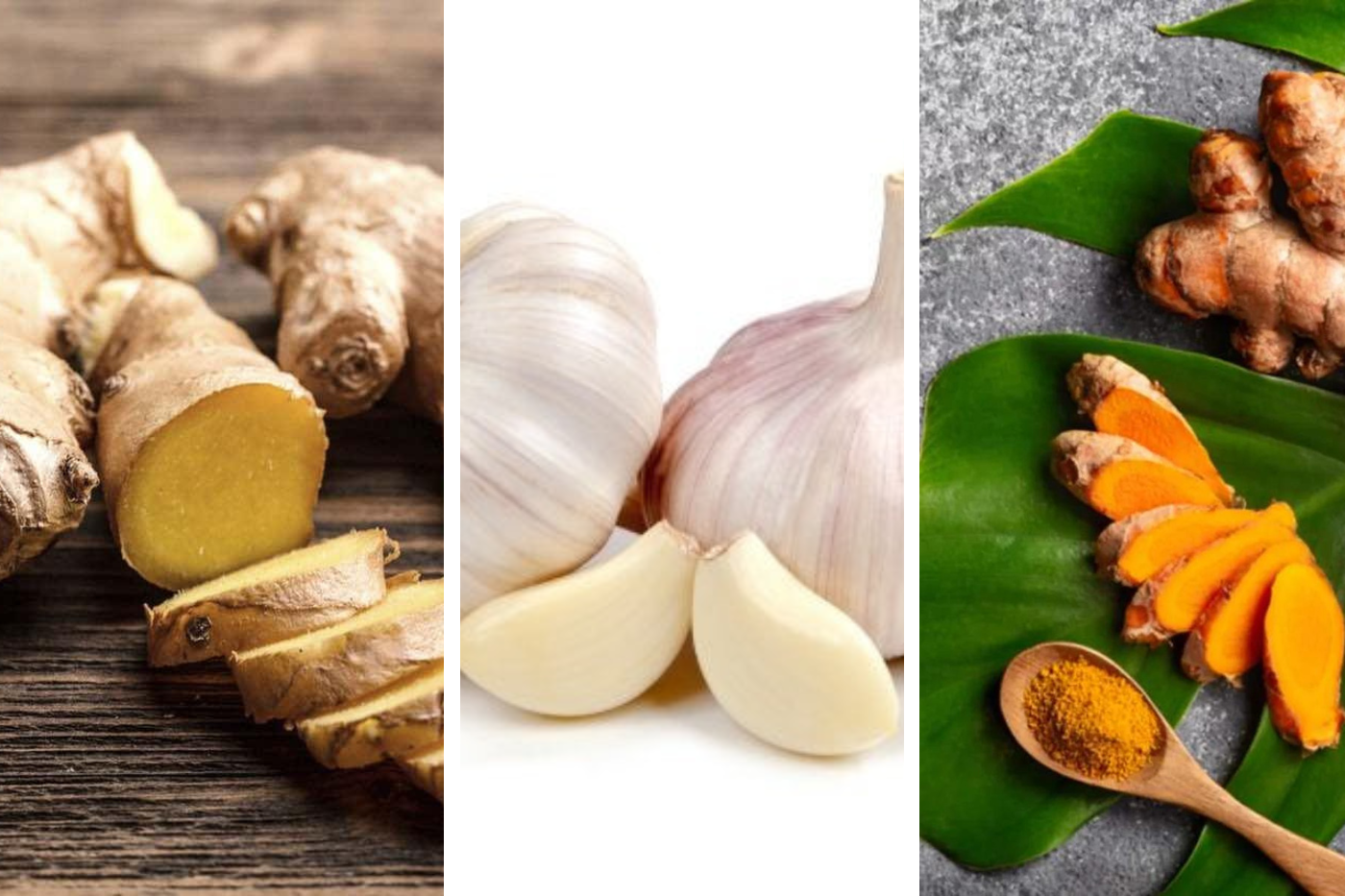Al momento de cocinar hay gran variedad de especias beneficiosas para reducir la inflamación y aparte darle un toque delicioso a nuestras comidas. El jengibre, ajo y cúrcuma son conocidos por sus potentes propiedades antiinflamatorias.