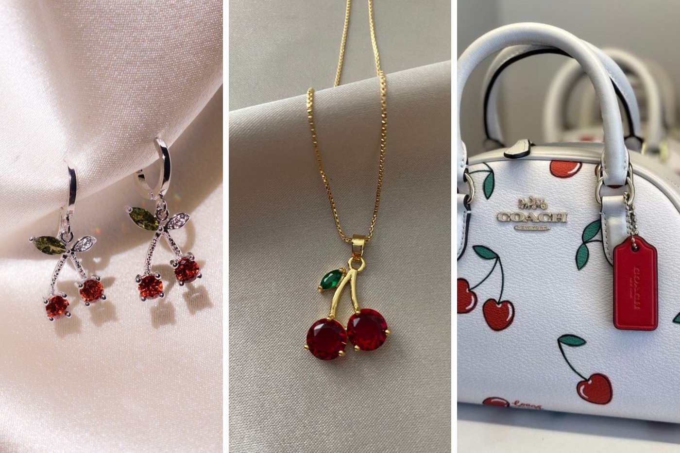 <b>Accesorios</b> Imagina unos pendientes delicados con cerezas o un bolso adornado con estampado de cerezas, convirtiéndote en el centro de atención.