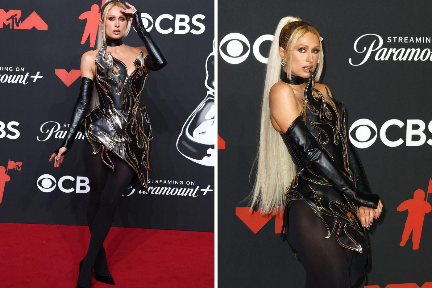 Paris Hilton lució uno de los diseños más originales, firmado por The Blonds NY