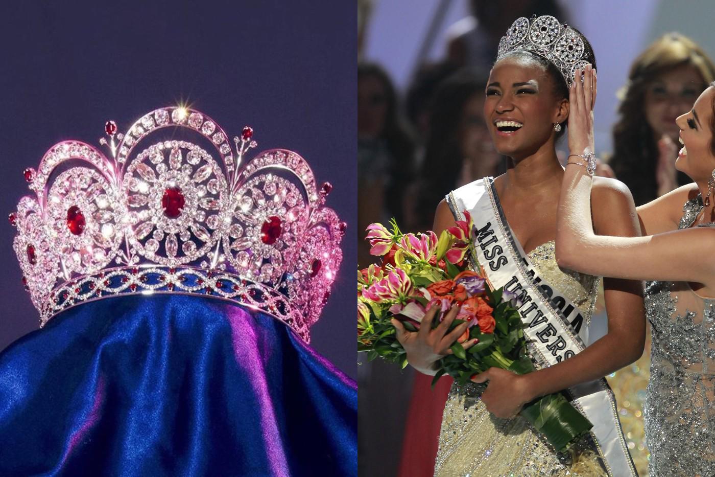 Corona de Diamantes Nexus (2009–2013)Creada por Diamond Nexus Labs, el diseño cuenta con 1,371 piedras preciosas y rubíes sintéticos para representar la plataforma de educación y concientización sobre el VIH/SIDA de Miss Universe.