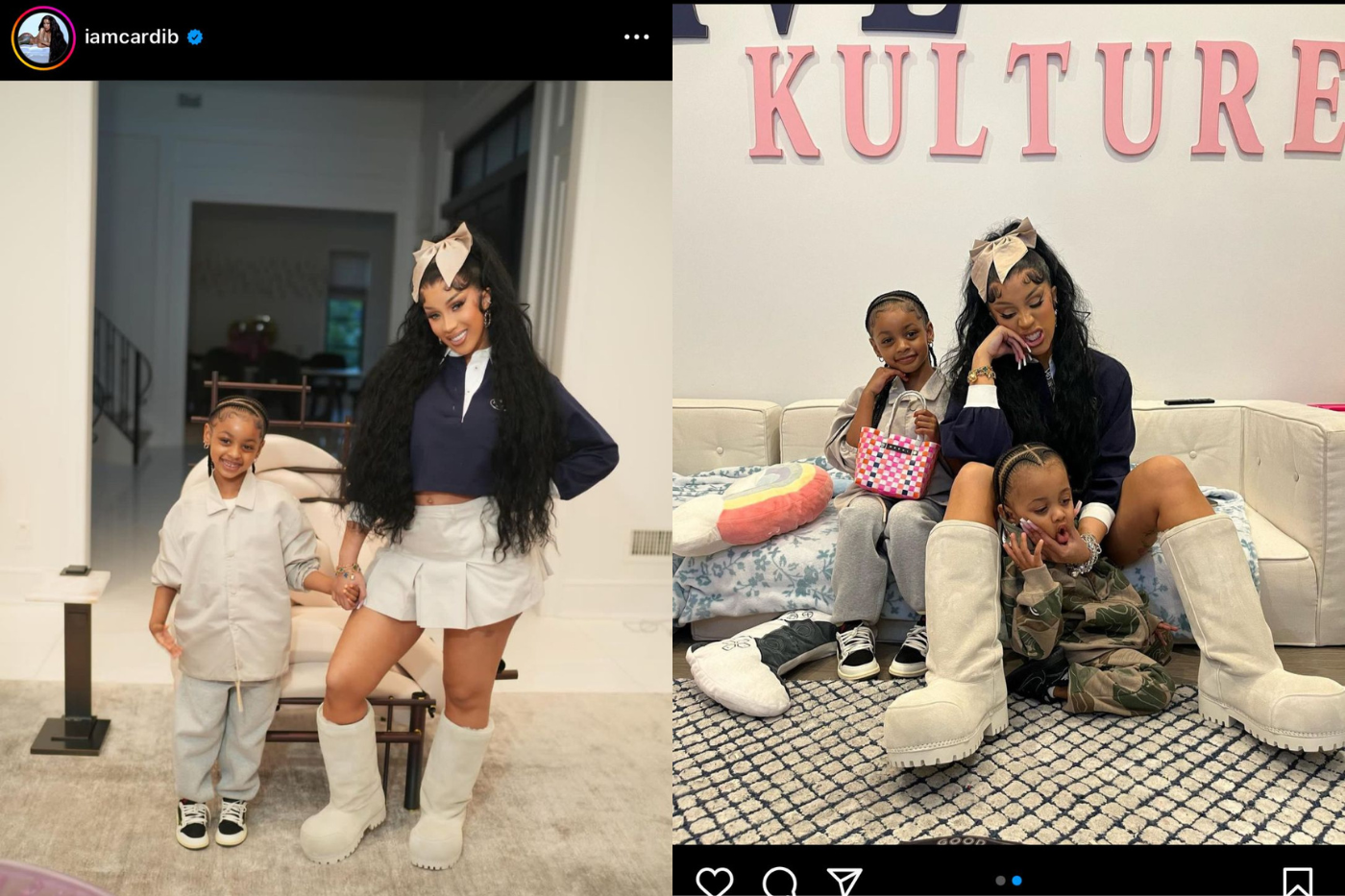 Cardi B celebró su día con una espectacular y hermosa sesión de fotos en compañía de sus hijos. “Feliz Día de la Madre”, se lee en el breve mensaje con el que acompañó las imágenes. 