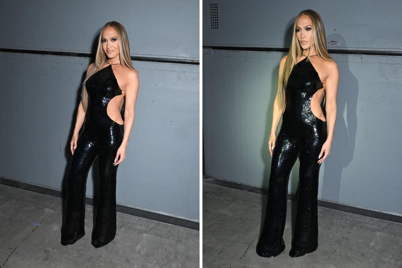 La chica del Bronx utilizó un<b> </b>black jumpsuit de Mônot caracterizado por escotes profundo a los lados y una espalda completamente descubierta. 