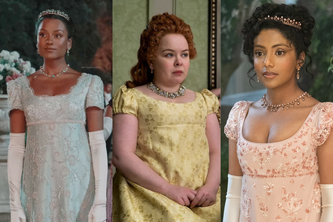 Los vestidos florales son un clásico que también ha sido destacado en la serie ‘Bridgerton’. Para capturar el estilo de la época, elige tonos pastel y estampados de flores pequeñas que contrasten. En cuanto al diseño, opta por siluetas estilo ‘skater’ o entubadas, aunque los más fieles a la época son los vestidos largos con escote estilo mesonera.