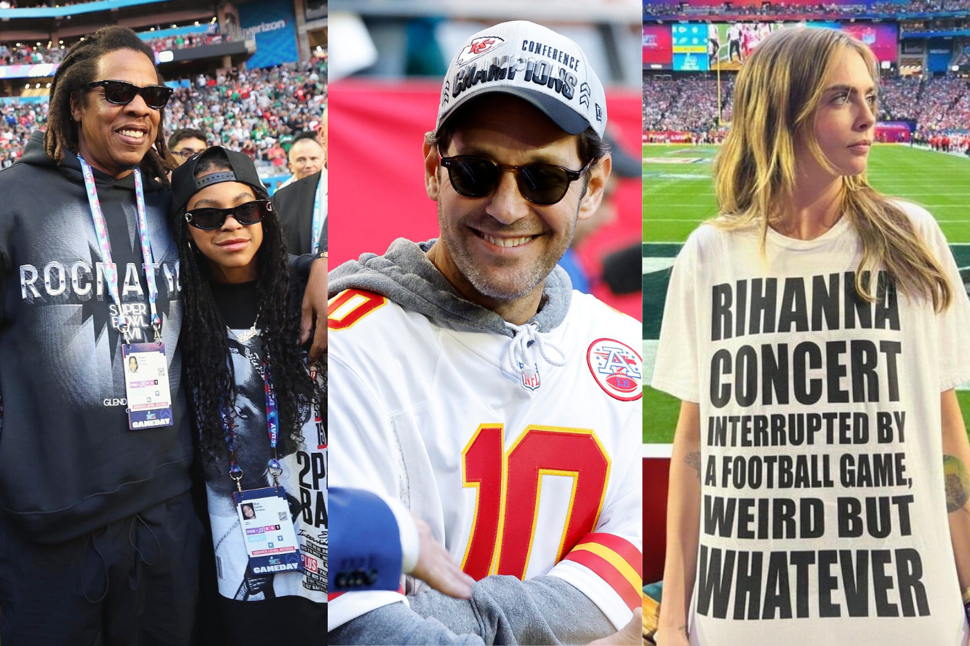 El Super Bowl 2023 se llenó de celebridades, sea porque querían ver la final entre los Philadelphia Eagles y los Kansas City Chiefs o porque querían disfrutar del show de medio tiempo de Rihanna. De cualquier forma, ¡amamos verlos ahí! Aquí te dejamos una lista de estrellas que estuvieron en el evento deportivo. 