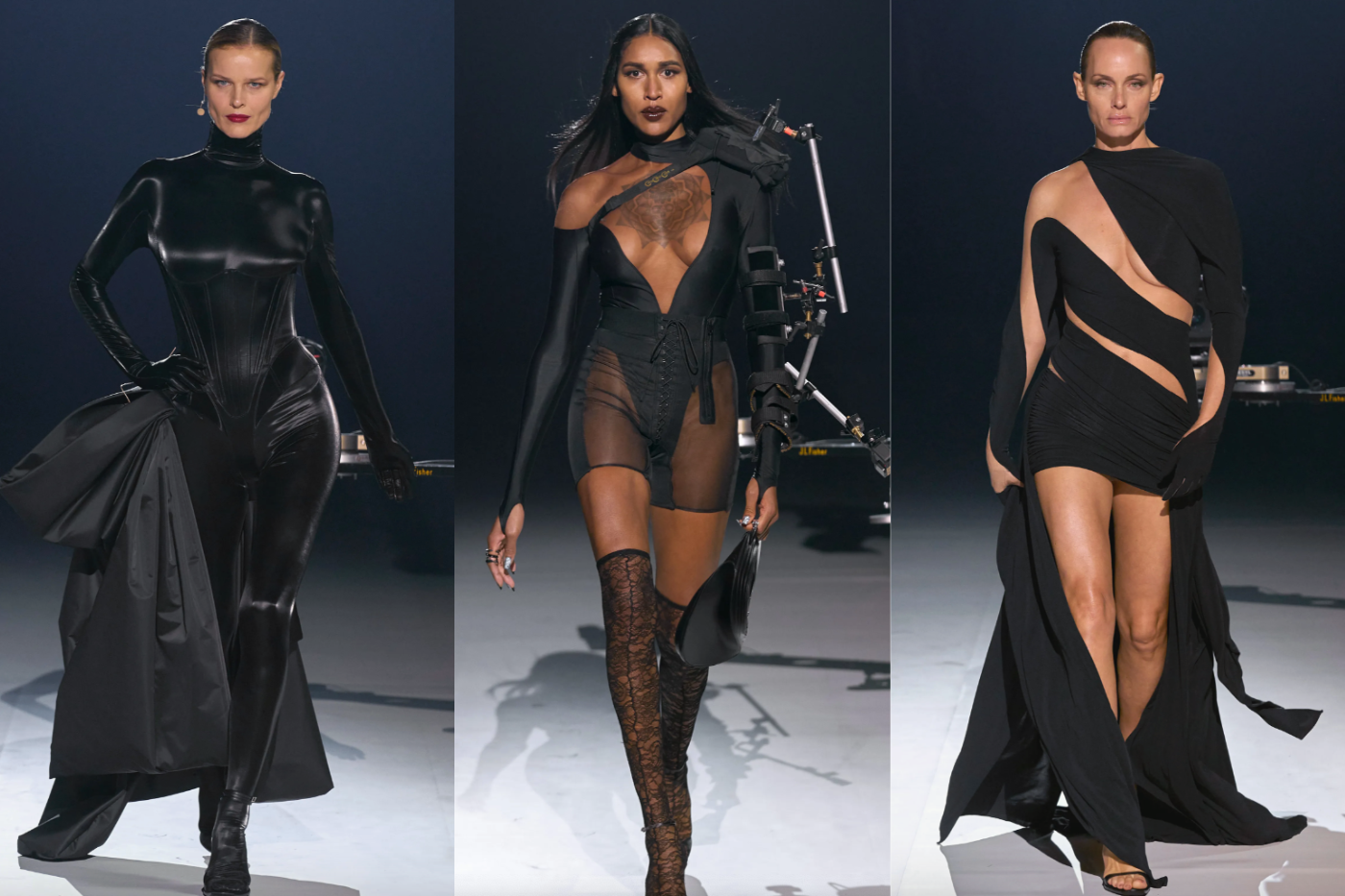 Mugler ha regresado a la pasarela con un boom. Con la ayuda de Arca y Ziwe, la maison francesa presentó su primer desfile en vivo desde el año 2020. El elenco de modelos de la lista A de Cadwallader, incluidos Arca, Ziwe, Irina Shayk, Shalom Harlow y Dominique Jackson de Pose, acechaban la pasarela con la vestidura ultra sexy conocida por el diseñador. ¿La gran final? ¡Una fiesta de baile celebrada justo en la pasarela! 