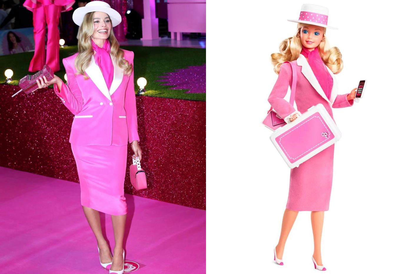 La intérprete pasó de Sydney a Seúl dándonos no uno, pero dos atuendos en la misma noche. La promoción en Corea del Sur empezó con este traje hot pink de Versace, un réplica del atuendo de la Barbie Day to Night.