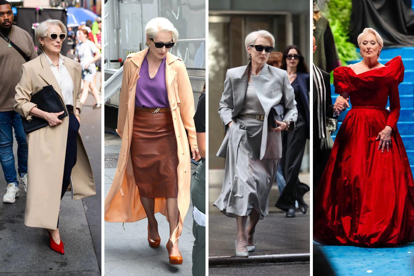 Meryl Streep usó 28 looks cuidadosamente diseñados para mantener la imagen de control y consistencia de Miranda.Solo dos piezas del filme fueron hechas a medida, incluyendo el impactante vestido rojo de gala de Miranda diseñado por Balenciaga.