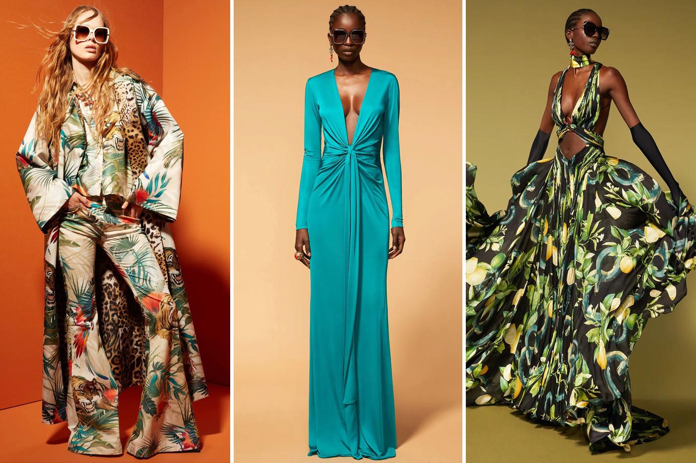 Limones, limas y serpientes estuvieron presentes en la colección Crucero de Roberto Cavalli, inspirada en la primera temporada de la serie de culto The White Lotus. 