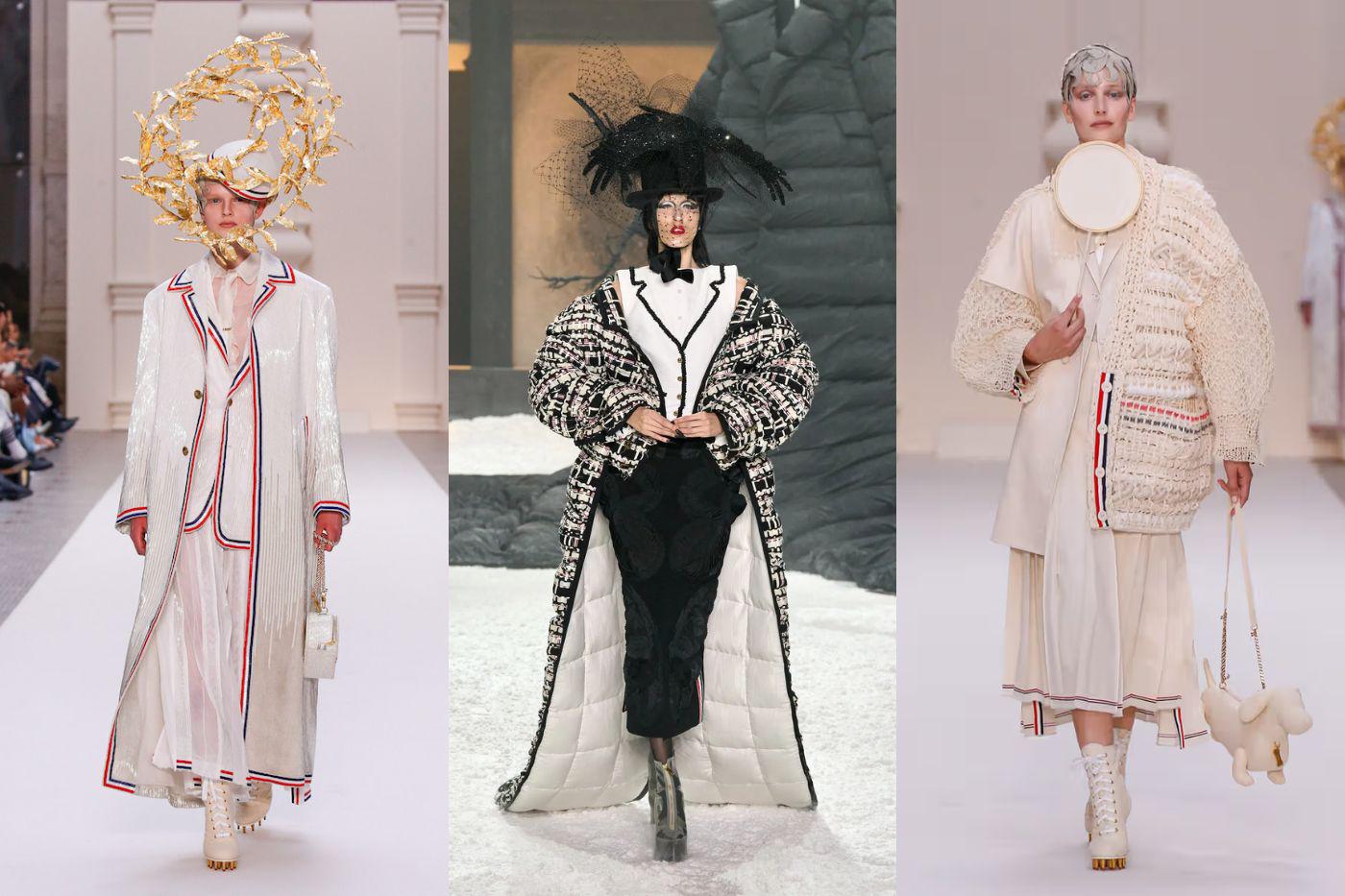 <b>Desfile de Alta Costura Thom Browne Otoño 2024</b>En el Musée des Arts Décoratifs, Thom Browne presentó un desfile que combinaba alta costura y deporte. Los modelos imitaron a atletas clásicos, con trajes que jugaban con la sastrería tradicional. Fue un espectáculo , donde se mezclaron las referencias históricas y moda de vanguardia.