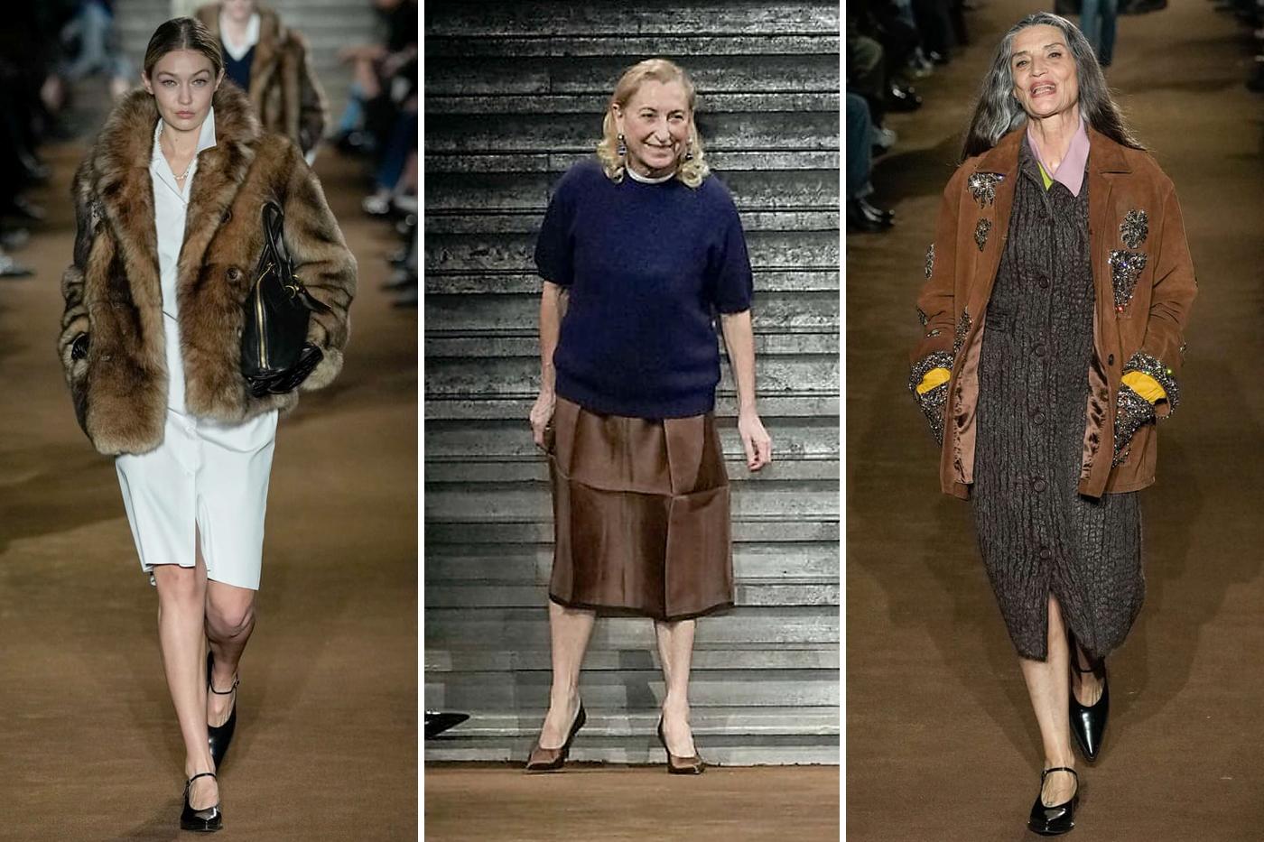 La firma italiana Miu Miu presentó su nueva colección para Otoño/Invierno 2024-2025, y esta vez la actriz española Ángela Molina y la británica Kristen Scott debutaron como modelos de pasarela junto a la top model Gigi Hadid. 