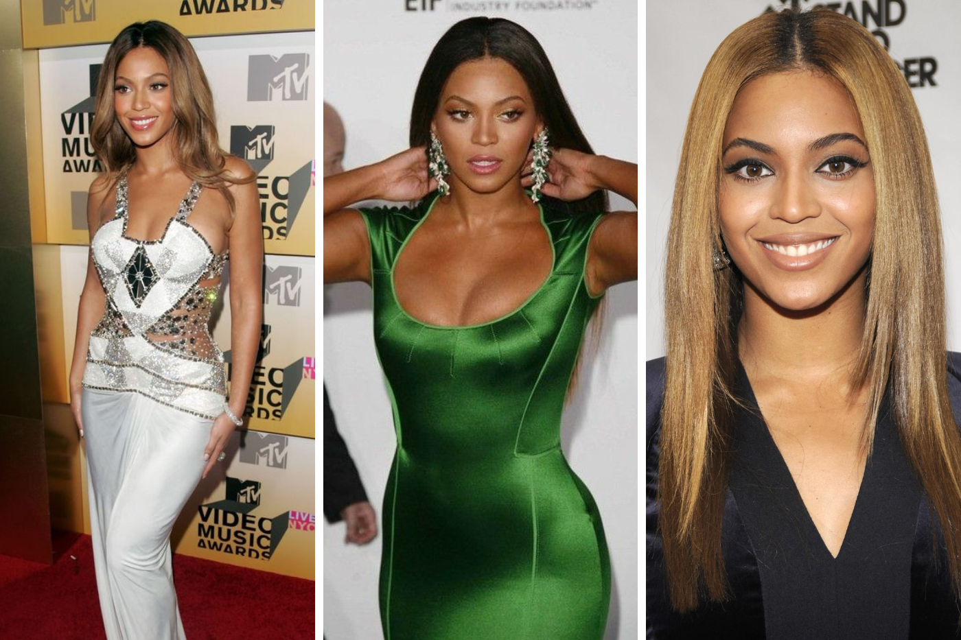 2006-2008: Durante este período, Beyoncé expande su alcance hacia la actuación, mostrando una versatilidad física en roles cinematográficos que van desde el glamour de la era dorada de Hollywood hasta personajes más contemporáneos.