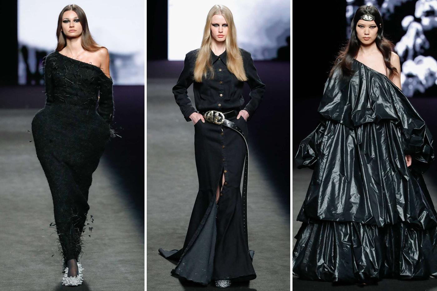 En la semana de la moda celebrada en Madrid, Adria Egea, autodefinido como un artista conceptual, hizo del negro el protagonista indiscutible de su colección. 