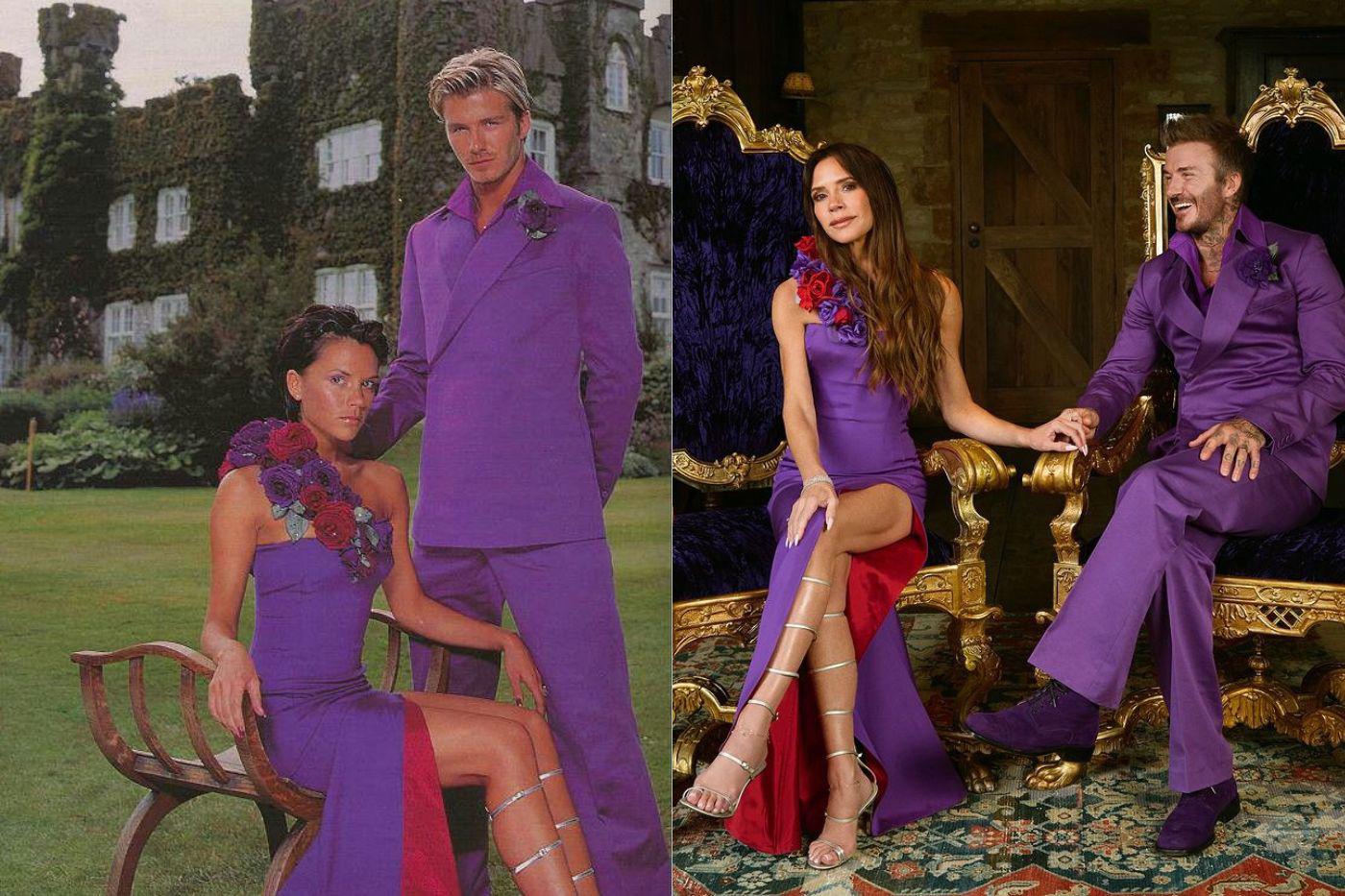 La historia de amor entre David y Victoria Beckham es una que capturó la atención de todo el mundo. La estrella del pop y el reconocido futbolista se casaron el 4 de julio de 1999 en un hermoso castillo cerca de Dublín. Este año la pareja celebró su aniversario número 25 reutilizando uno de los looks icónicos de su boda.