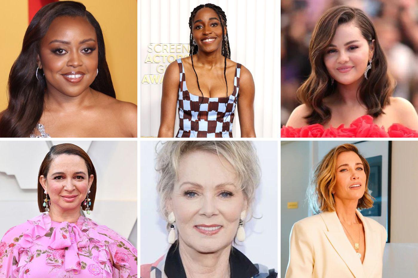 <b>Mejor actriz principal en una serie de comedia: </b>Quinta Brunson (<i>Abbott Elementary), </i>Ayo Edebiri (<i>The Bear), </i>Selena Gomez (<i>Only Murders in the Building), </i>Maya Rudolph (<i>Loot), </i>Jean Smart (<i>Hacks) y </i>Kristen Wiig (<i>Palm Royale) .</i>