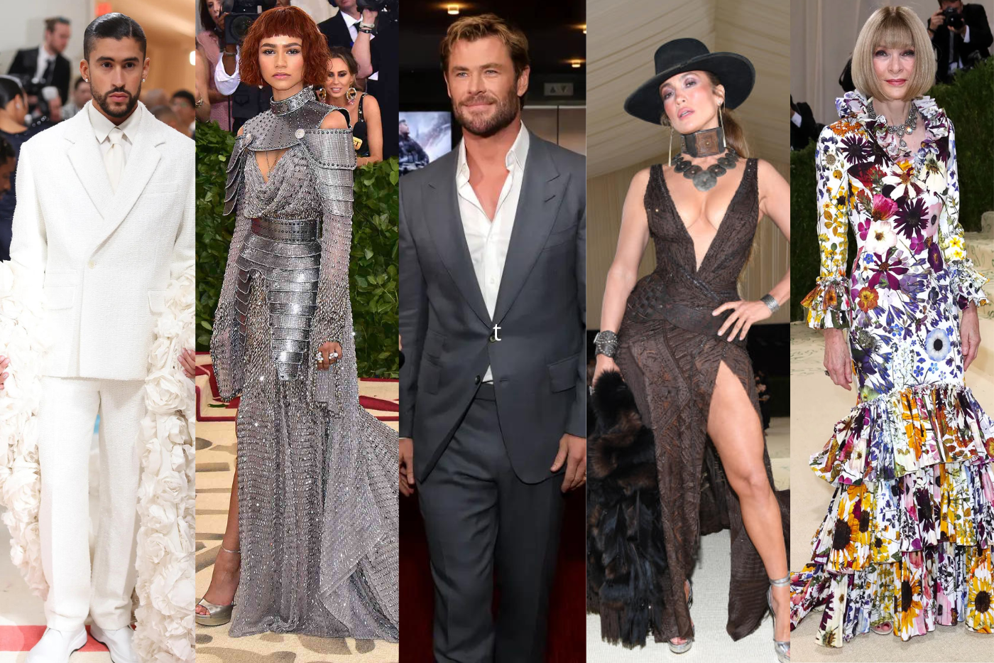 Este año estarán como anfitriones del evento Bad Bunny, Zendaya, Chris Hemsworth, Jennifer López y Anna Wintour. La temática de la Met Gala 2024 ha sido designada como 'Bellas durmientes: el despertar de la moda'.