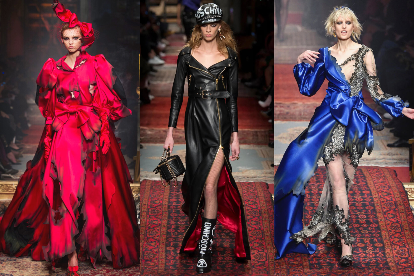 FALL 2016Esta colección de Jeremy Scott estuvo que arde... casi literalmente. Shorts de denim, faldas metalizadas y bustiers de cuero, así como vestidos de cóctel “quemados” pasaron por la pasarela, la cual estaba repleta de humo. 