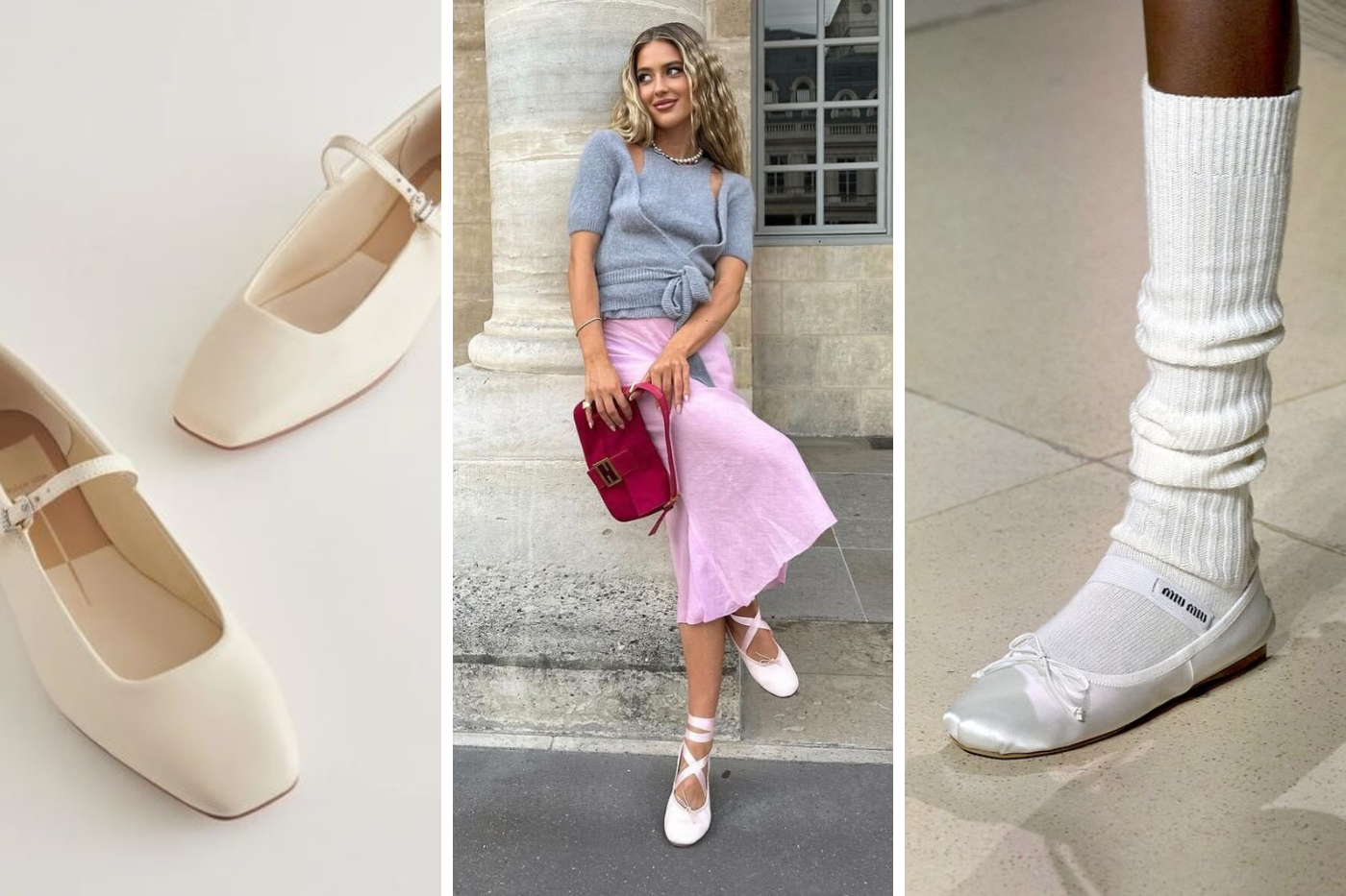 <b>Ballet Flats </b>Los clásicos ballet flats regresan, esta vez en tonos blancos o crema. Estos zapatos versátiles combinan elegancia y comodidad, ofreciendo una opción ideal para cualquier ocasión, desde la rutina diaria hasta eventos más formales.