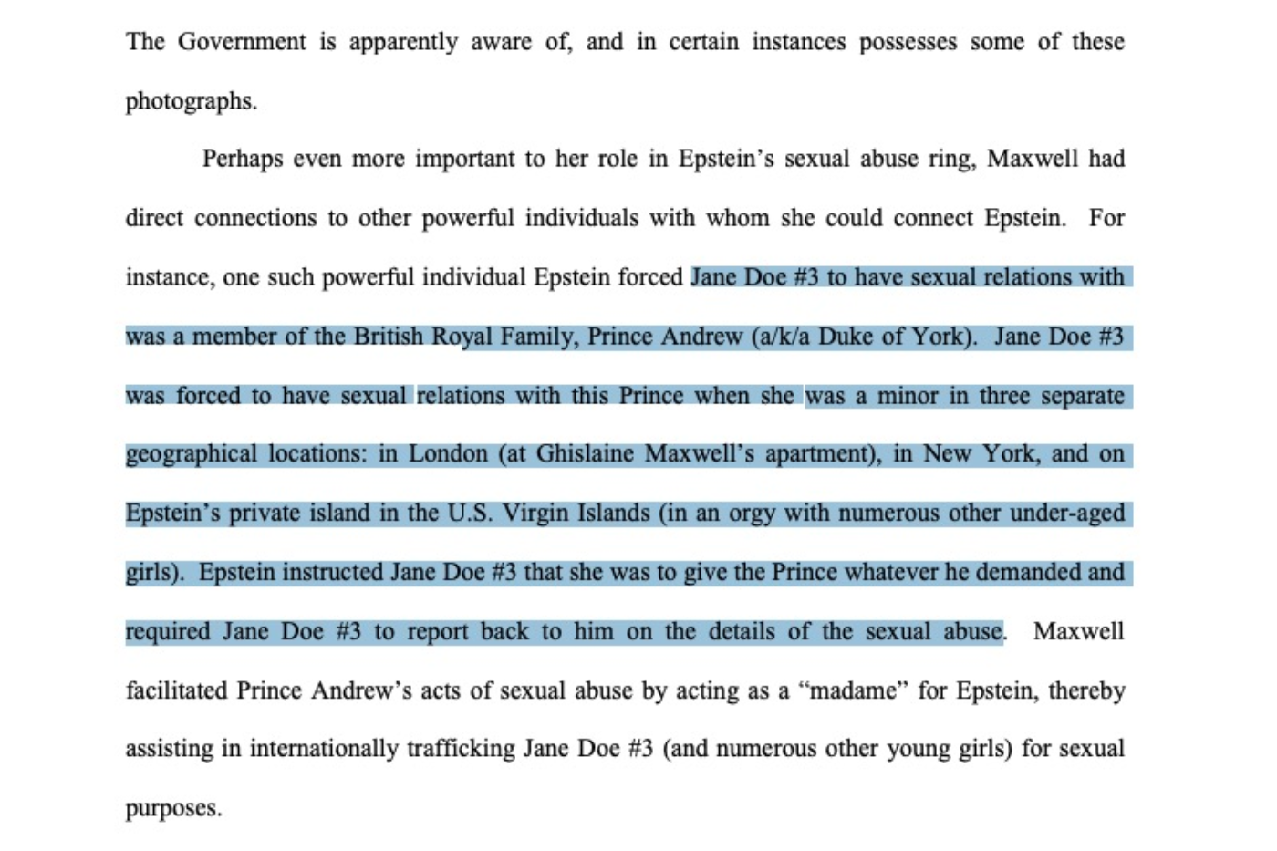 Algunos detalles de los documentos revelados del Caso Jeffrey Epstein