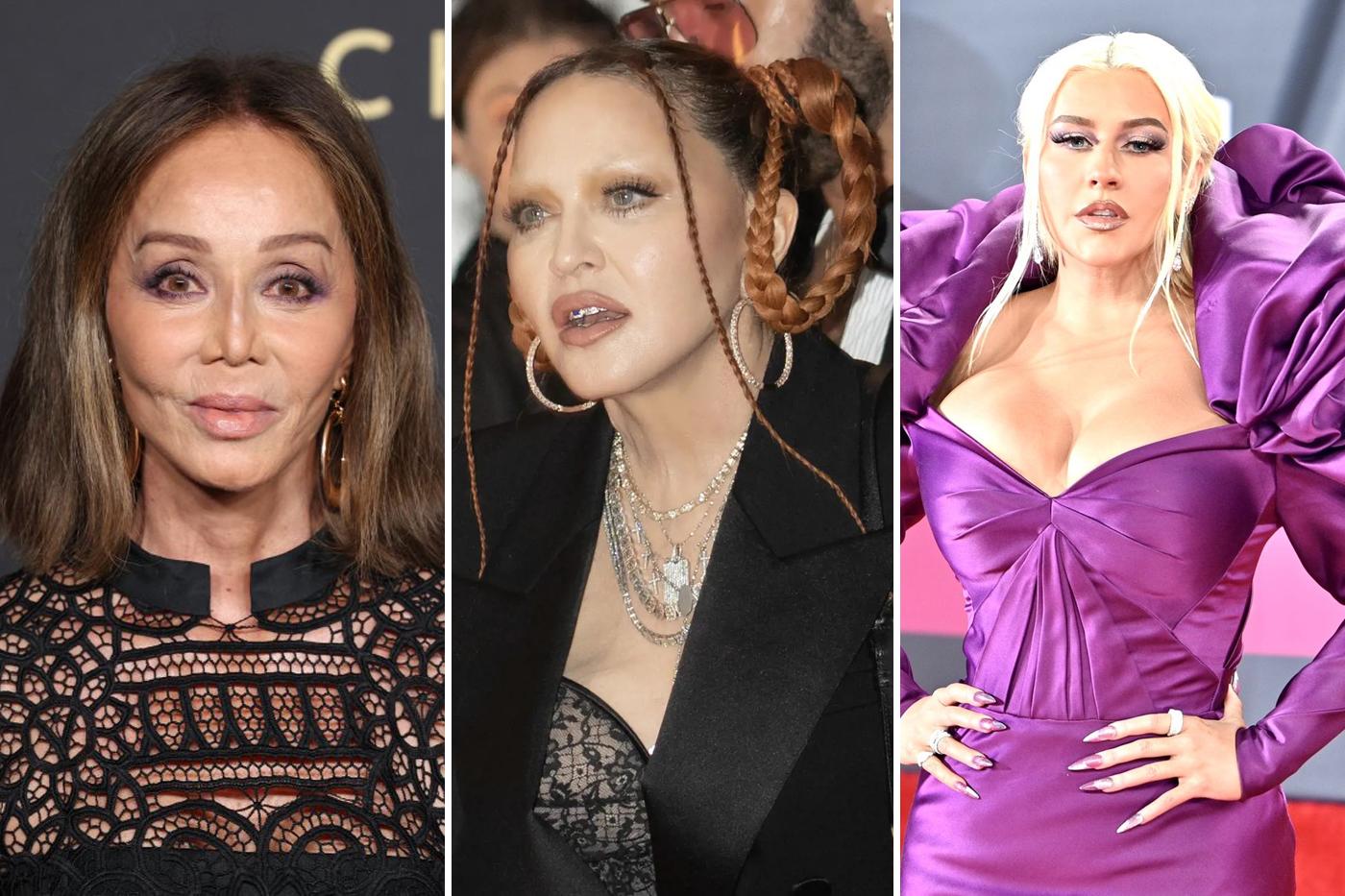 Cada día aumenta la lista de famosos que se somente a cirugías estéticas como aumentos de pecho, gluteos e inyecciones de bótox, la mayoría resistiéndose al paso del tiempo y otros que no fueron bendecidos con algunas partes de su cuerpo. Isabel Preysler, Madonna y Christina Aguilera. 