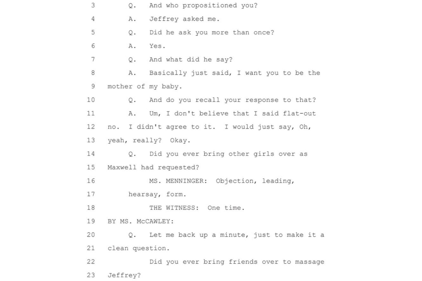 En una página de los documentos recién publicados de la lista de Epstein, se revela que Jeffrey Epstein intentó que las víctimas tuvieran sus propios bebés.