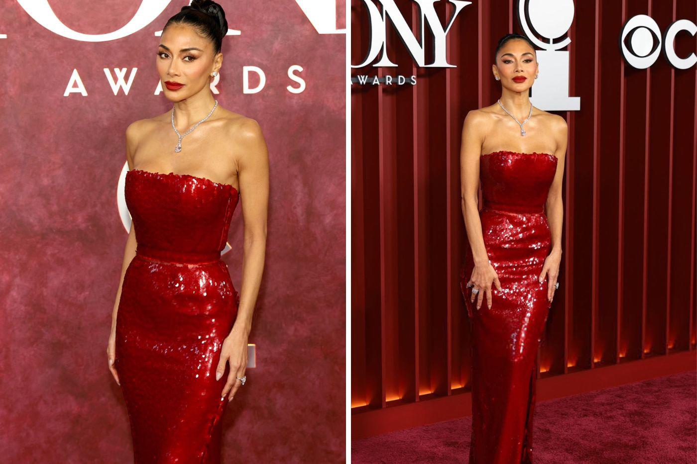 Nicole Scherzinger lució un red dress en la 78.ª edición anual de los premios Tony.