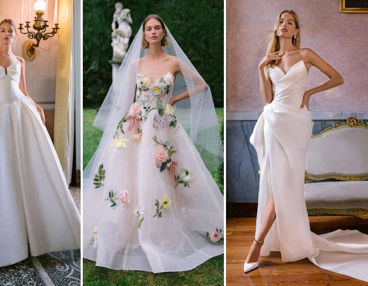 Para su colección otoño 2025, Monique Lhuillier Bridal se ha inspirado en la opulenta época victoriana. Como resultado, sus vestidos presentan una variedad de detalles: desde escotes altos y diseños palabra de honor, hasta mangas abullonadas, características clave que definen a la novia Lhuillier.