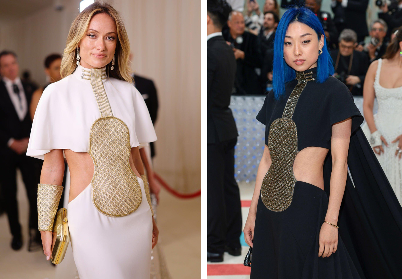 ¡El mismo vestido! Una de las cosas que no te esperas para una noche tan importante como la Met Gala es que dos celebridades repitan el atuendo, pero para esta edición ha pasado lo peor: Olivia Wilde y Margaret Zhang usaron el Violin Dress de Karl Lagerfeld y aunque ambas no cruzaron camino y mucho menos iban del mismo color, los usuarios en las redes sociales hicieron memes de la situación.