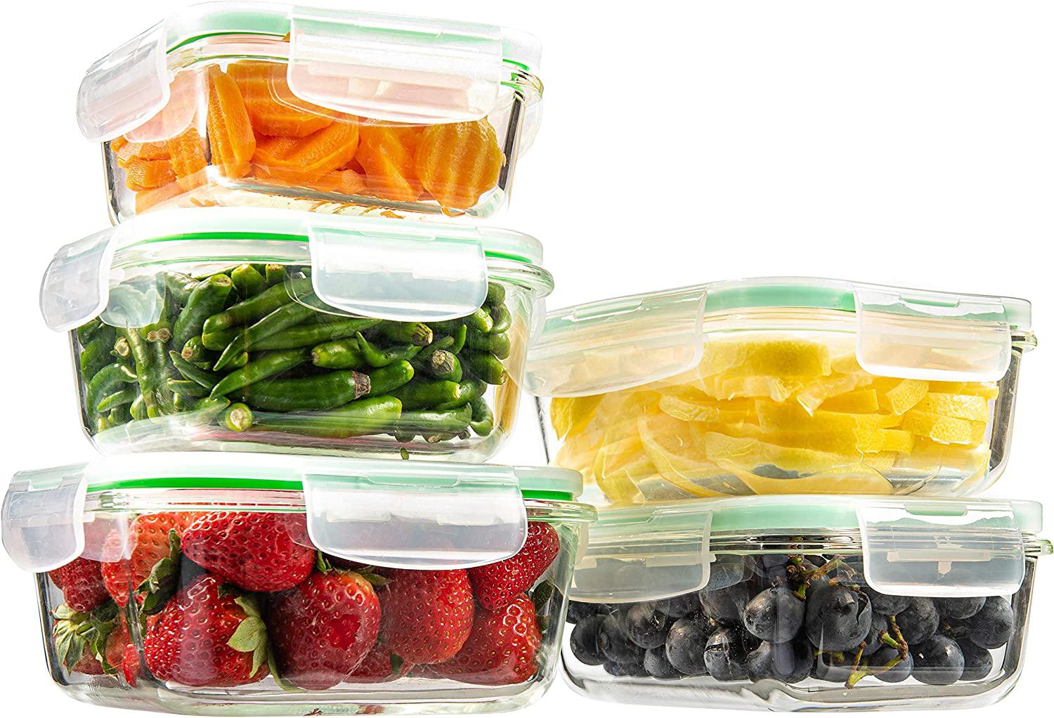 <b>5. CONTENEDORES HERMÉTICOS DE VIDRIO</b>. Te ayudan a conservar tus ingredientes y empacar las comidas de la semana. El vidrio las mantiene frescas y libres de químicos tóxicos.
