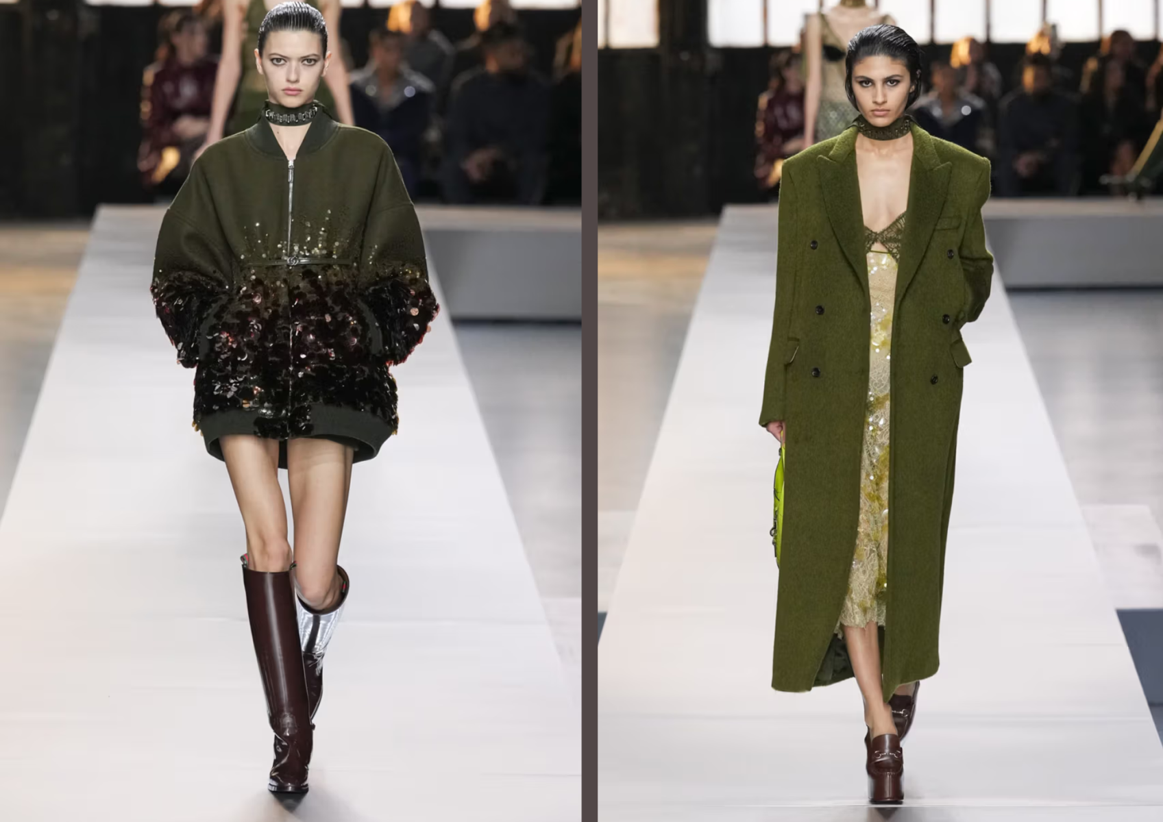 Reinterpretaciones modernas de clásicos atemporales, como chaquetas bomber con finos cinturones y abrigos marineros. 