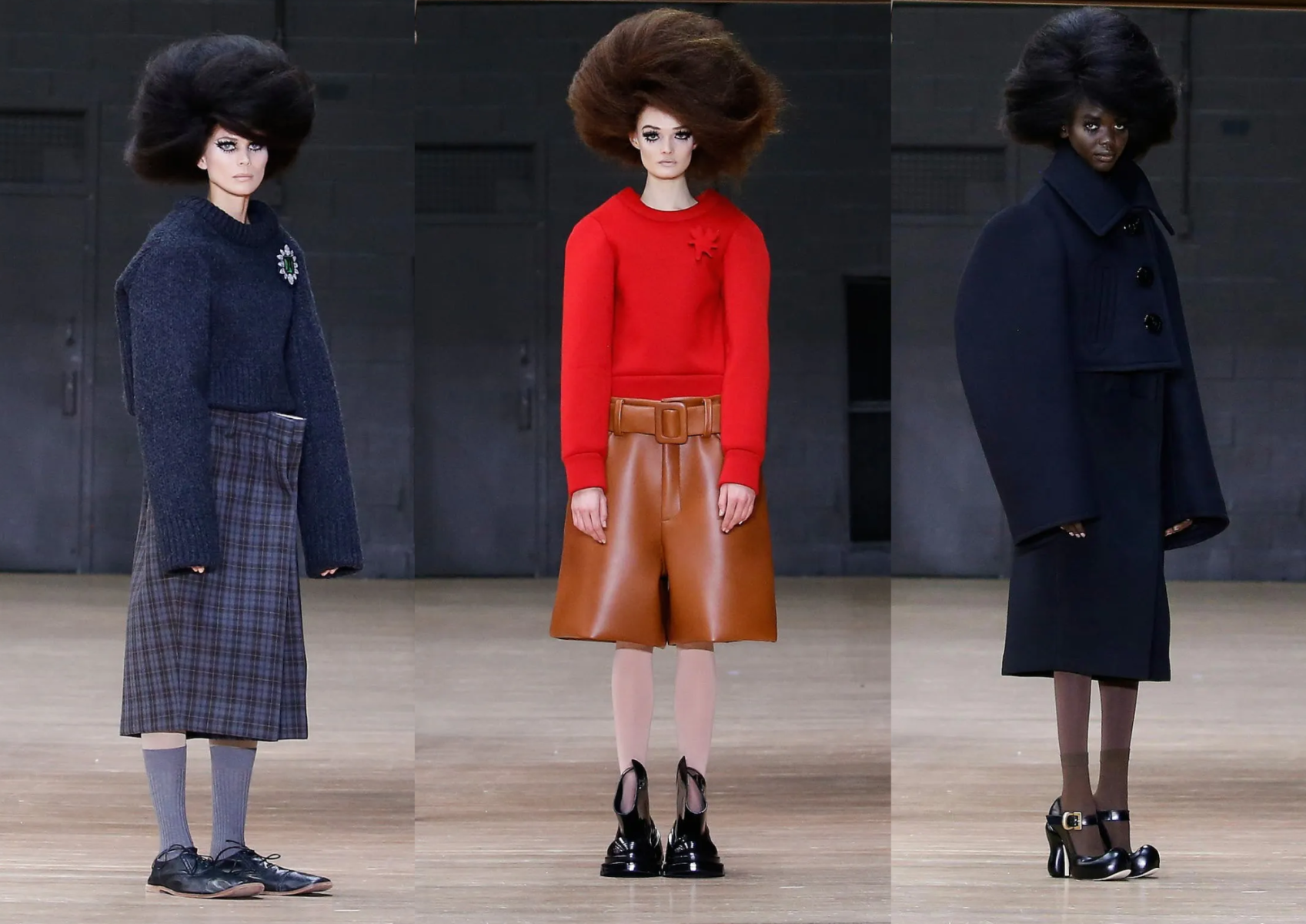 En cuanto a zapatos, destacaron los zapatos Mary Jane y estilo Oxford con cordones, así como botas de charol desfiguradas. 