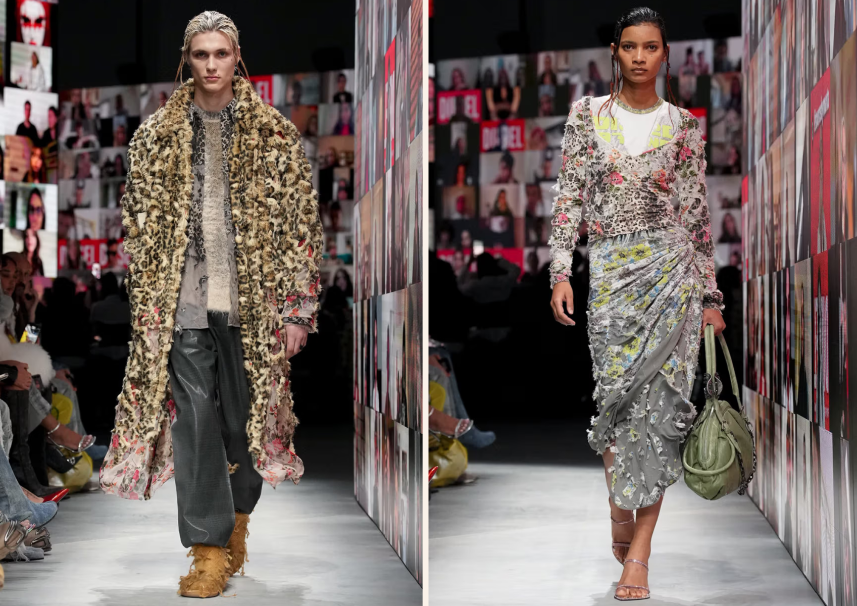 Animal prints de leopardo. ⁠La marca realiza una fusión de lo salvaje con lo chic desordenado.