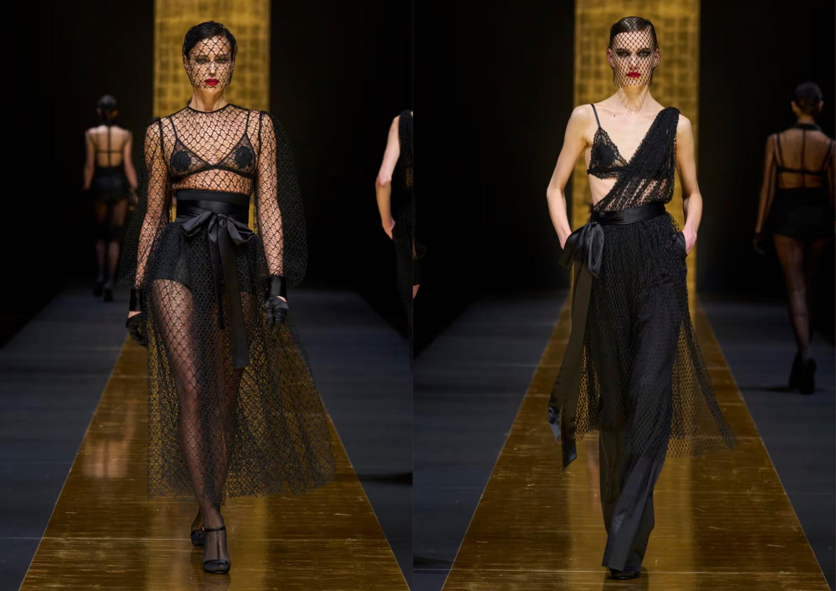 Los vestidos de malla con red.
