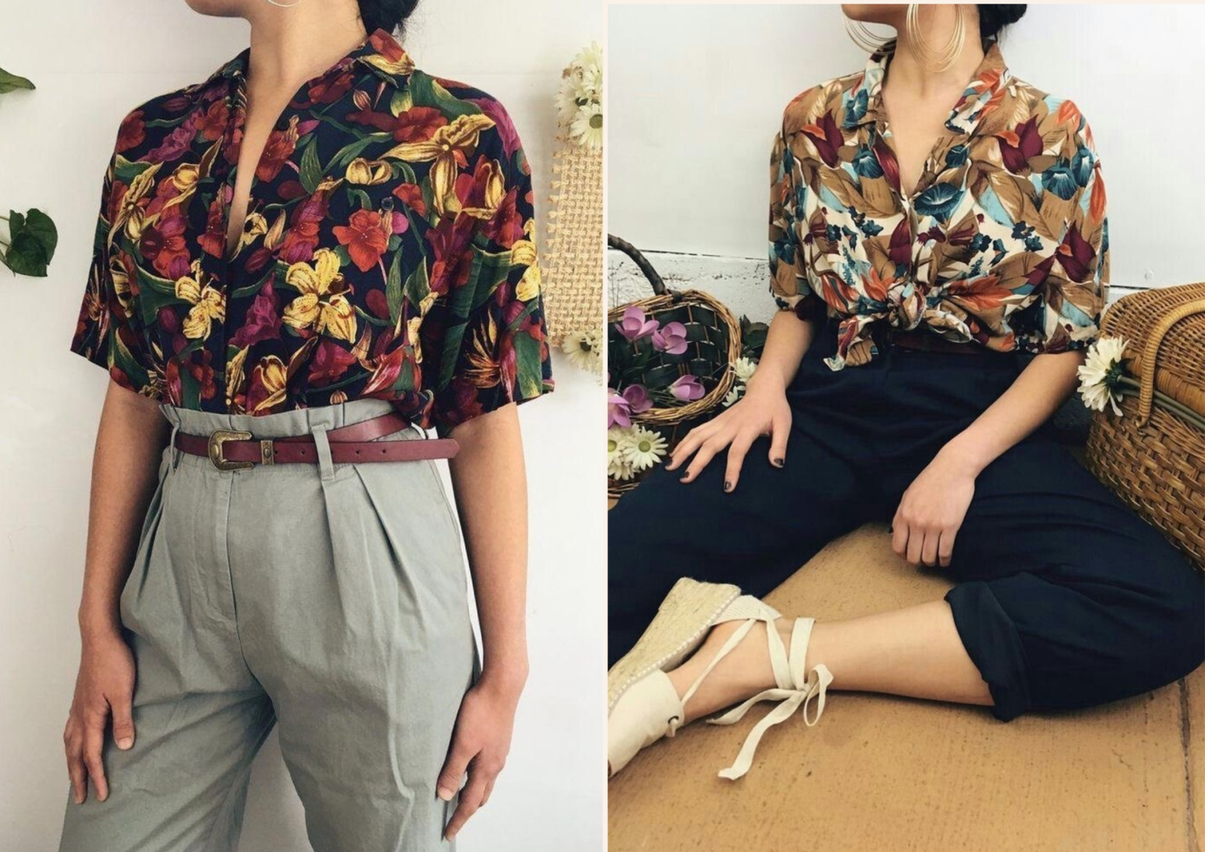 Camisas estampadas en combinación con pantalones de tela.
