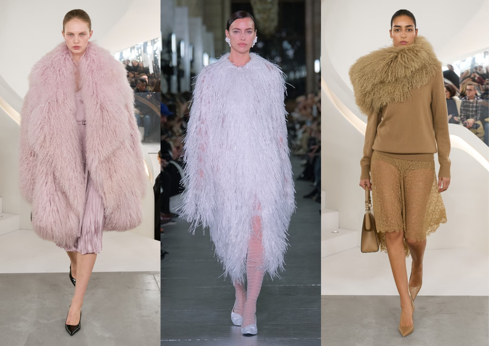 <b>Piel y plumas</b>Diseñadores como Tory Burch y Michael Kors nos traen texturas lujosas que crean prendas con mucha extravagancia. La fusión de piel y plumas crean looks de alta costura muy voluminosos y exóticos que están fuera de lo convencional. (Alejandra Alonso Rojas, Tory Burch, Michael Kors)