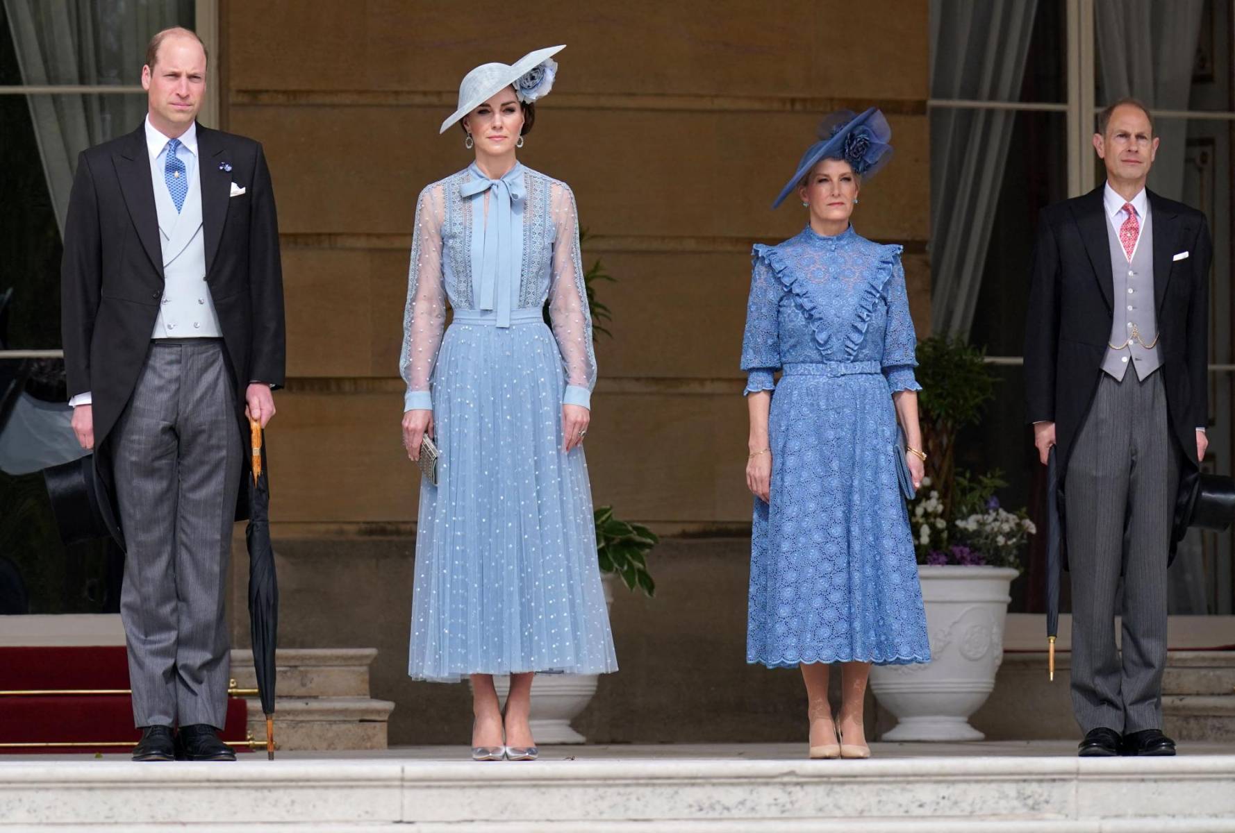 William y Kate, príncipes de Gales con Sofía y Eduardo, duques de Edinburgo, anfitriones de la celebración que se suma a los eventos conmemorativos por la entronización de Carlos III (Photo by Jonathan Brady / POOL / AFP)