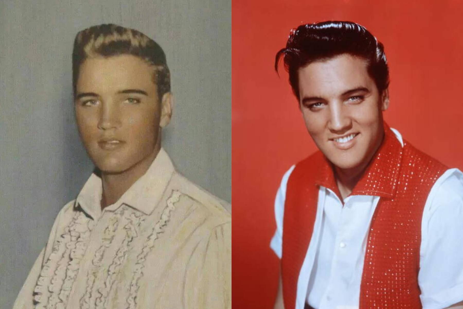 1. Elvis teñía su cabello naturalmente rubio a negro, lo que se convirtió en una de sus características más icónicas.