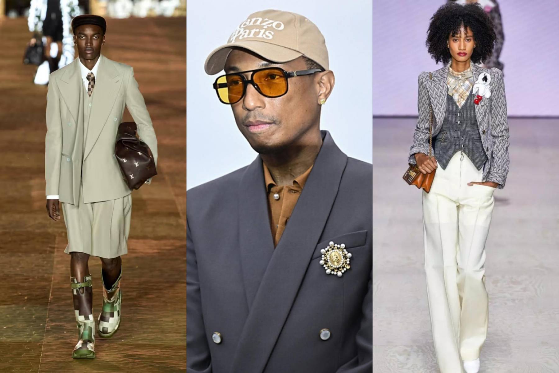 <b>Pharrell Williams</b>: Como director creativo de Louis Vuitton, ha presentado colecciones que reinterpretan la sastrería clásica con una perspectiva contemporánea. 