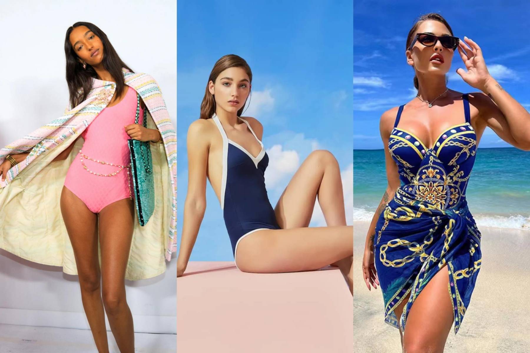 <b>Trajes de baño statement: </b>No uno, sino varios. Bikinis de corte atrevido y enterizos chic que sirvan también como bodysuits.